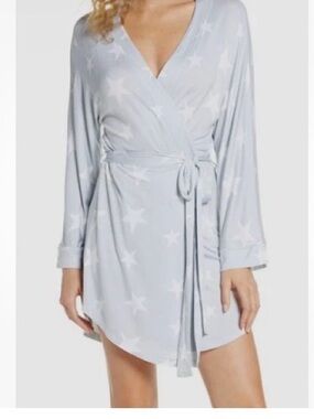 🌟Honeydew All American Star Jersey Robe Blue Soft Lounge Robe S Like New